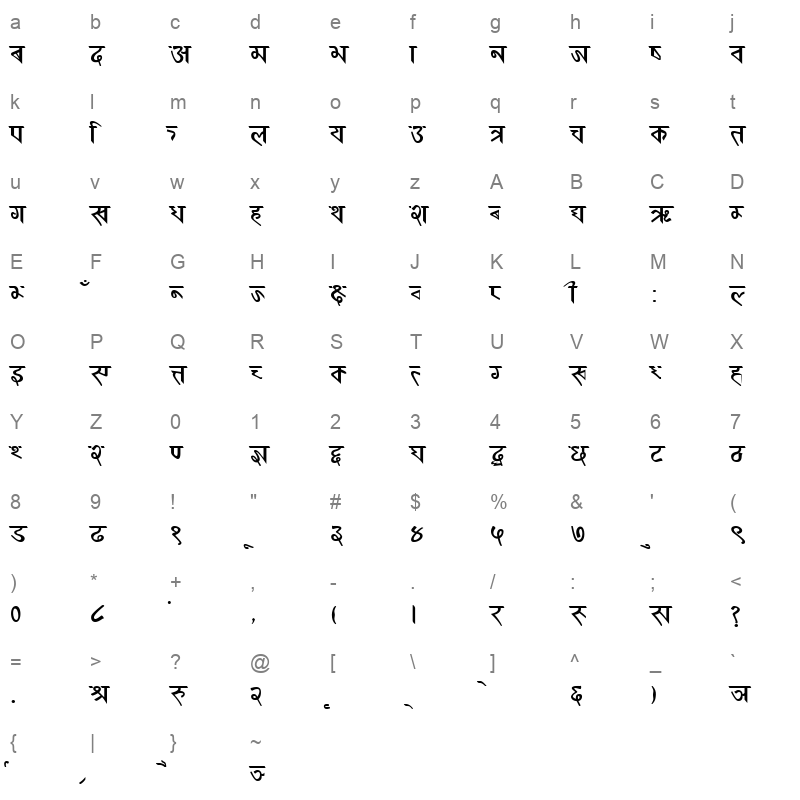 0017 ARAP Regular Character Map