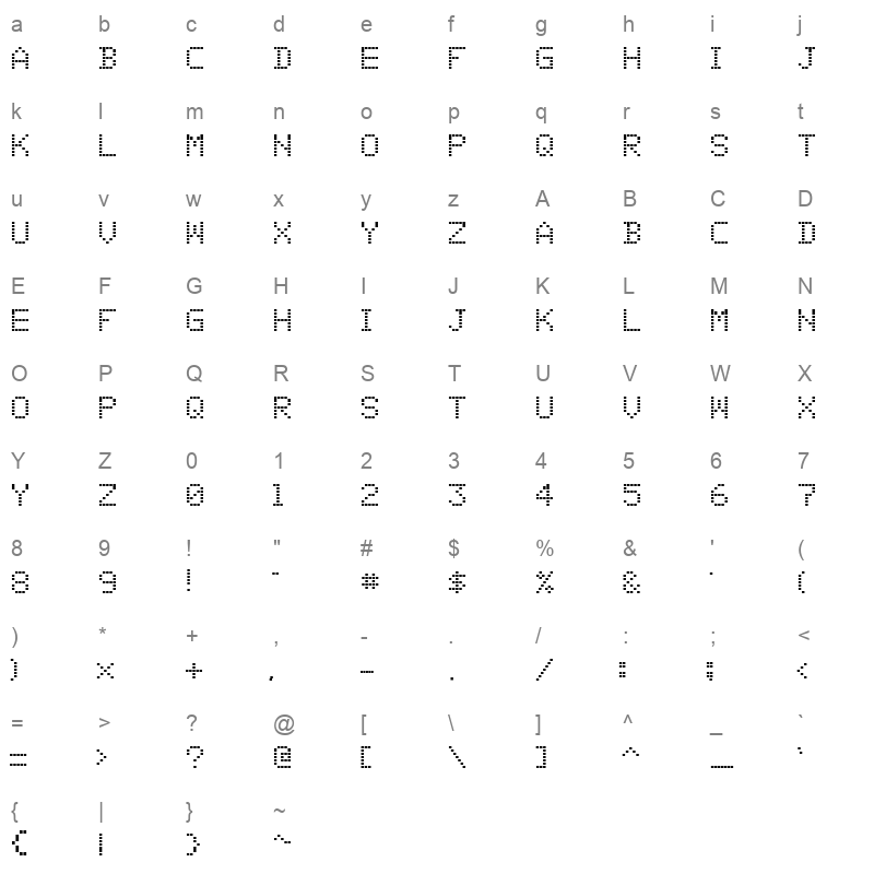 01 Digit Regular Character Map