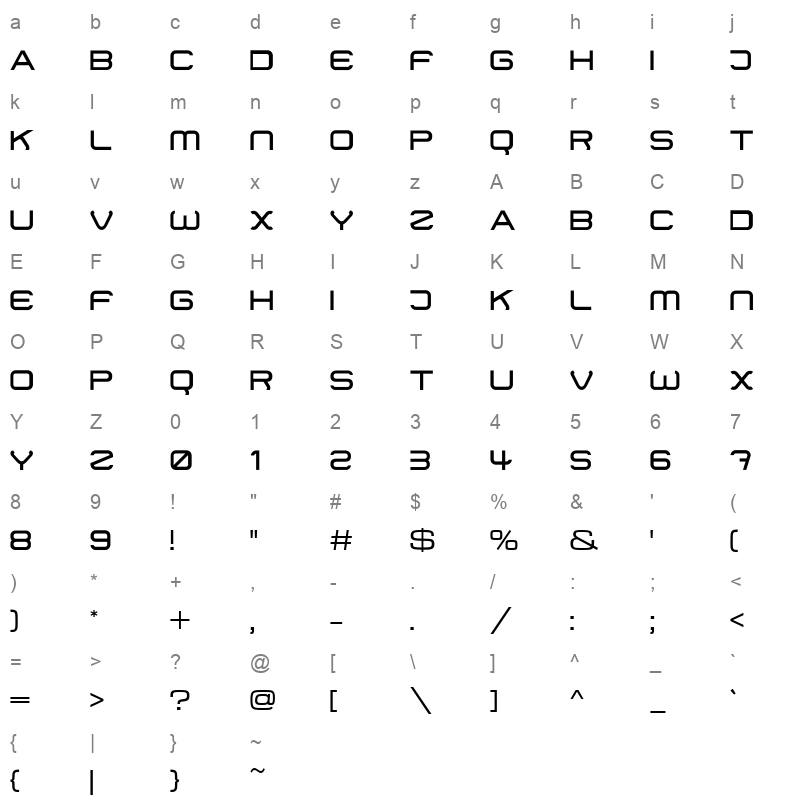 01 DigitMono Regular Character Map