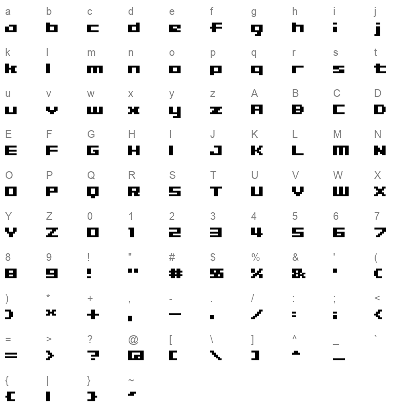 04B 09 Character Map