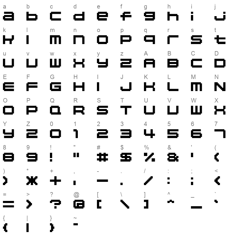 04b 20 Regular Character Map
