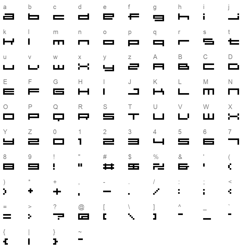 04b 31 Character Map