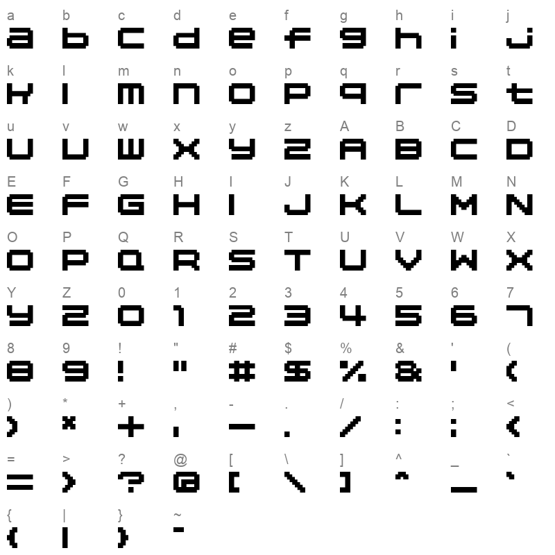 04b20 Regular Character Map