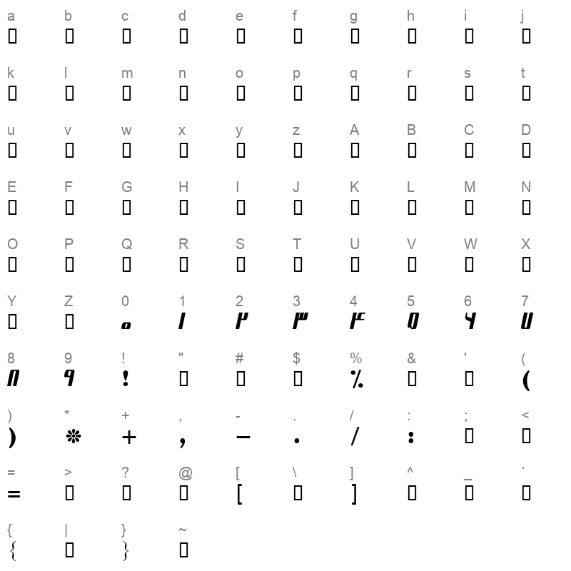 121 FP Atila Character Map