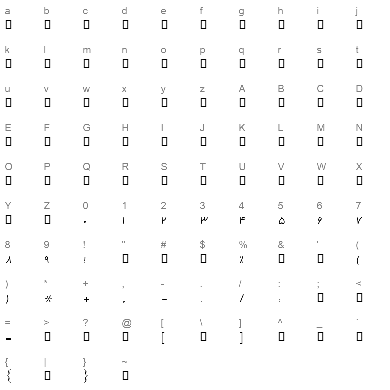 133 kamran Character Map