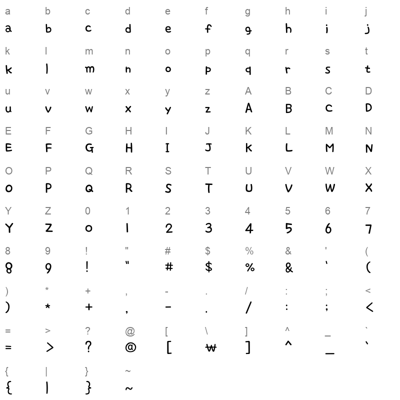1HoonFindlife Regular Character Map
