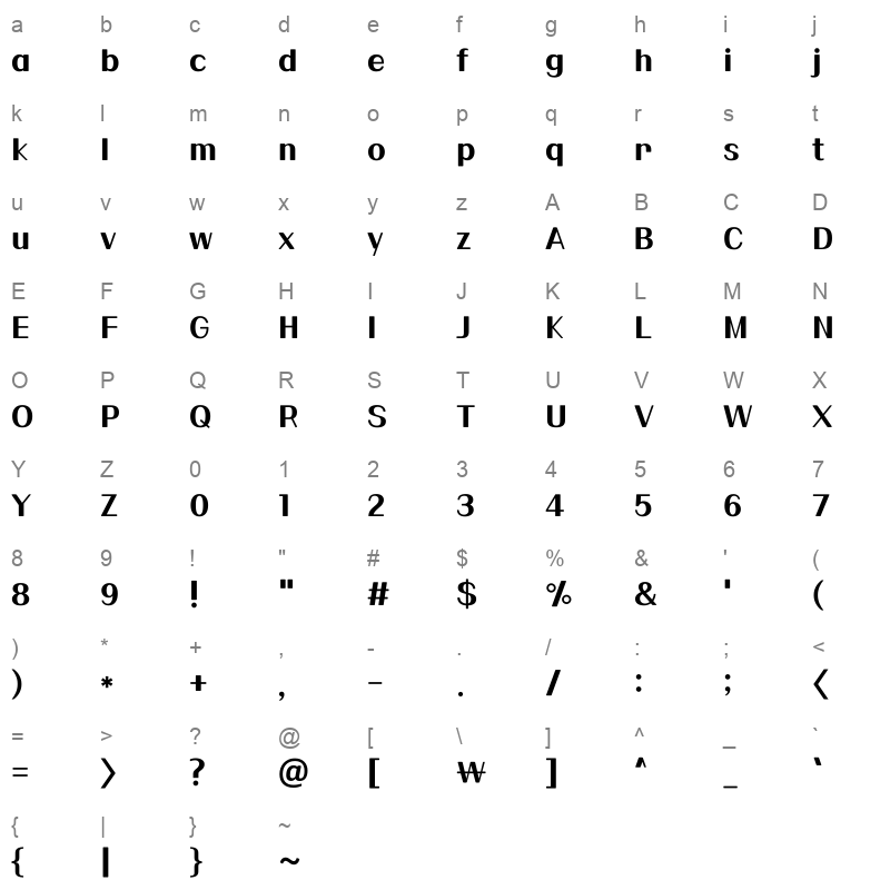 1HoonNamugneul Medium Character Map