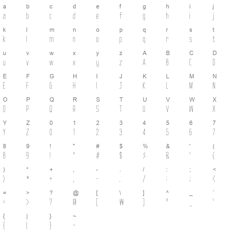 1HoonSlimskinny Light Character Map