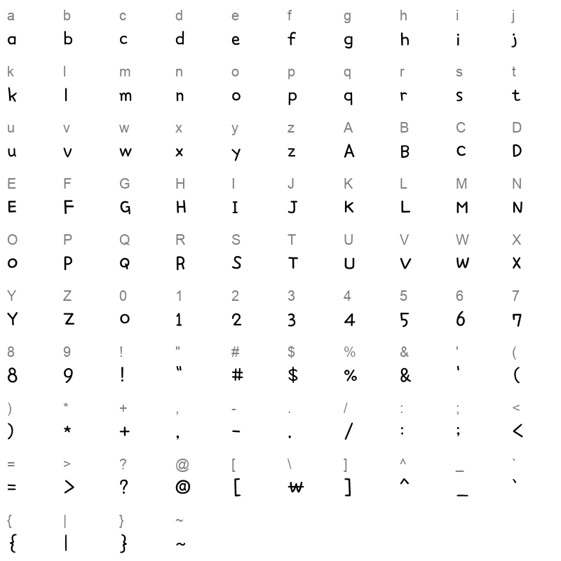 1HoonWindhill Regular Character Map