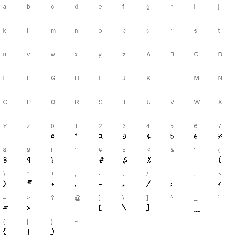 29LT Massira Spray Character Map