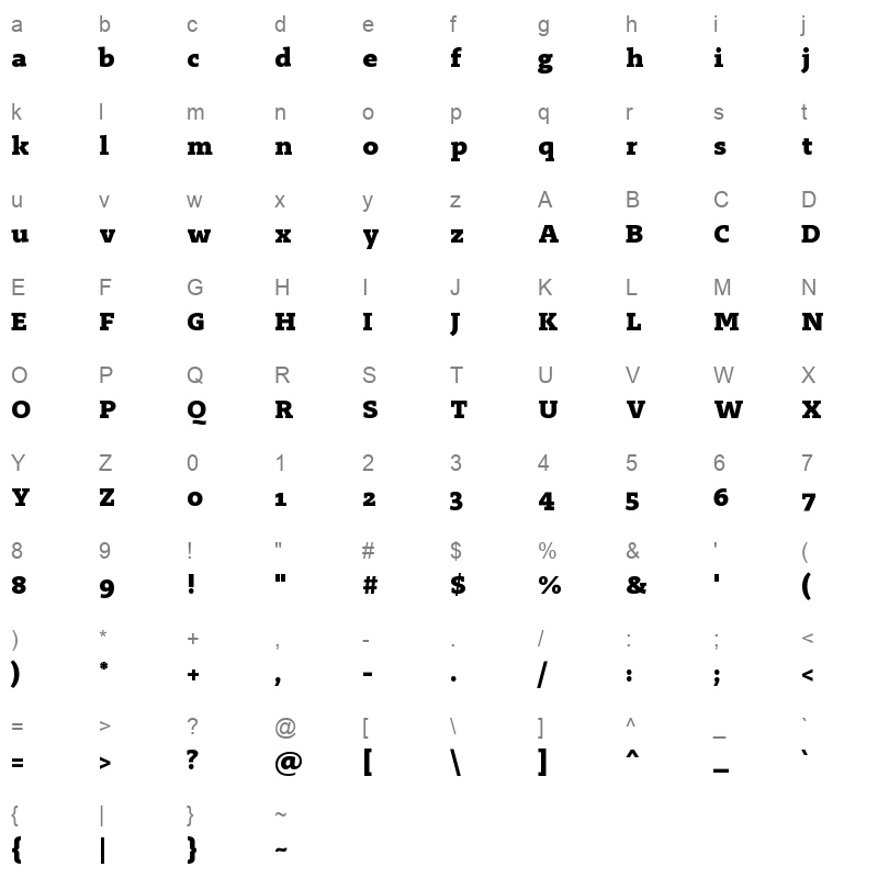 29LTZaridSlab Black Character Map