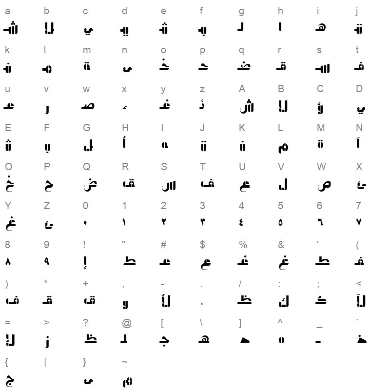 2COOLHSH Character Map