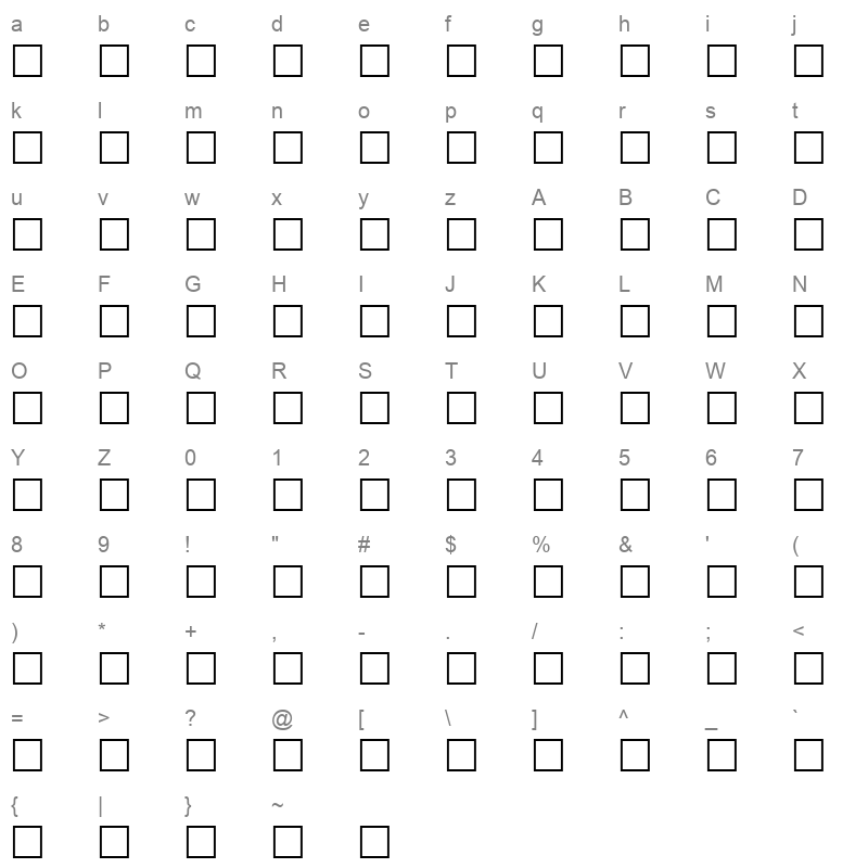 2HOR8SIN Character Map