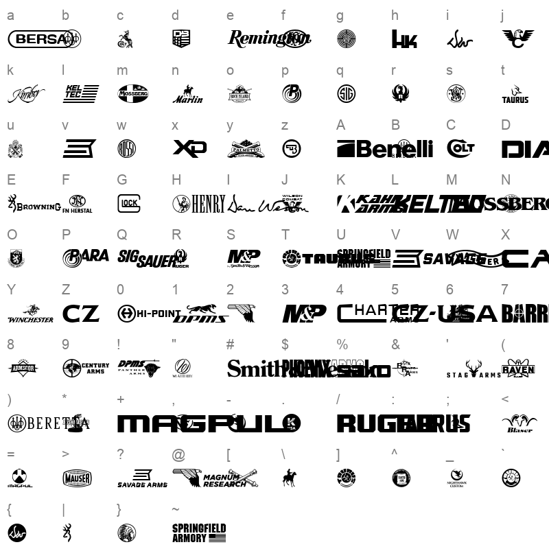 2ndamendmentbrands Character Map