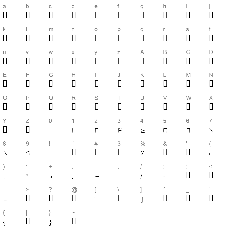 40 chini Character Map