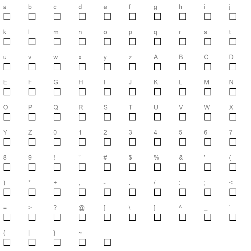51DW0SIN Character Map