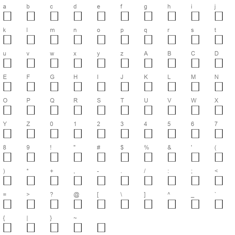 52AEUN Character Map
