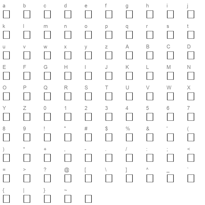52AEUS Character Map