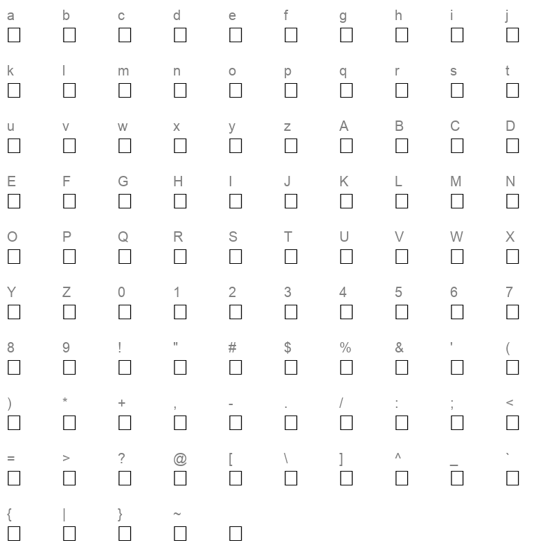 53OEIN Character Map