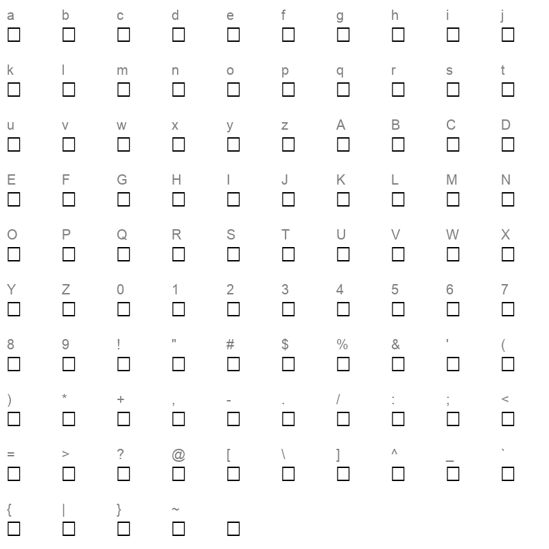 53OSIZ Character Map