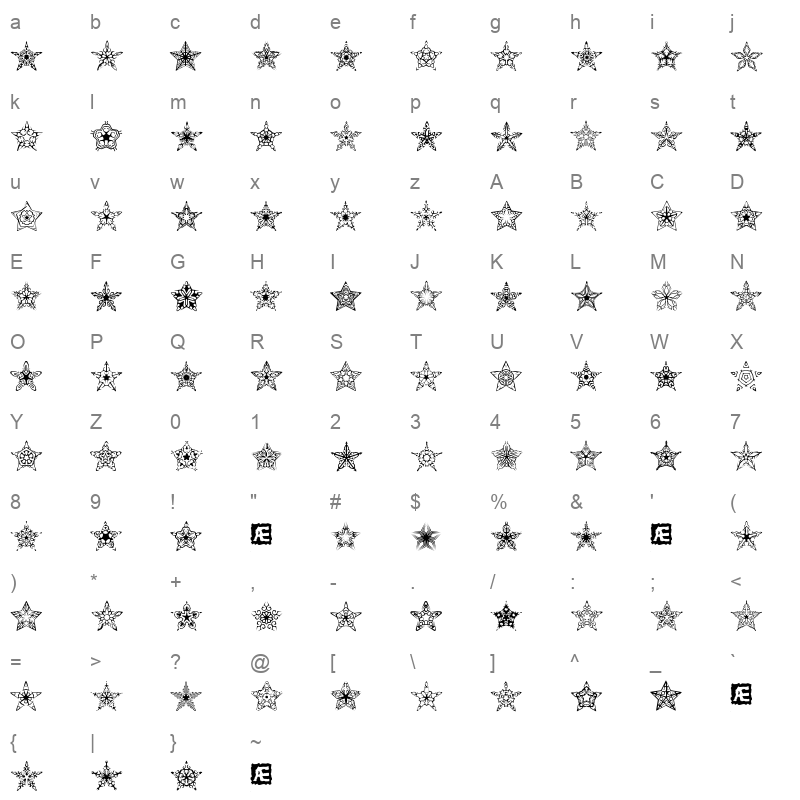 90 Stars BRK Normal Character Map