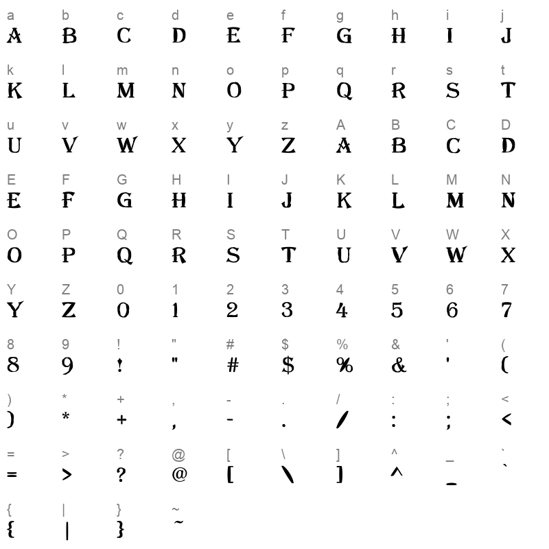a algerius blw Character Map