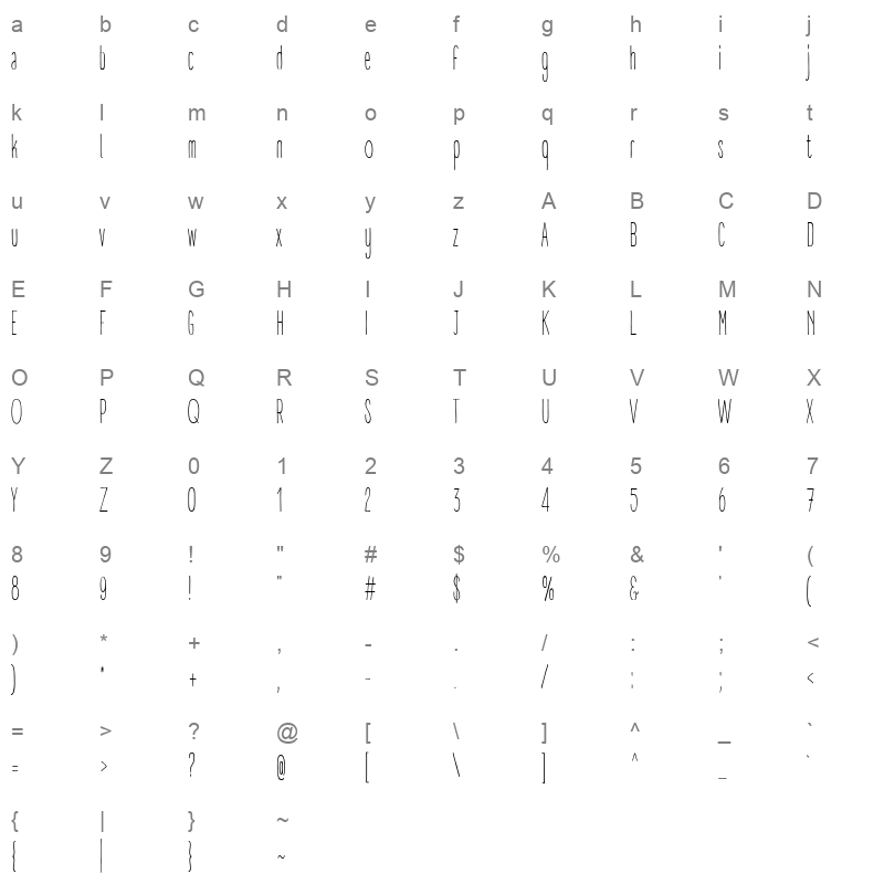 A DAY WITHOUT SUN Character Map