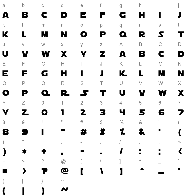 a new hope regular Character Map