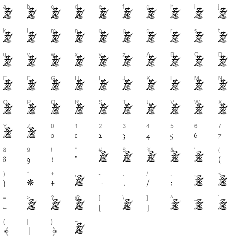 a thuluth Character Map