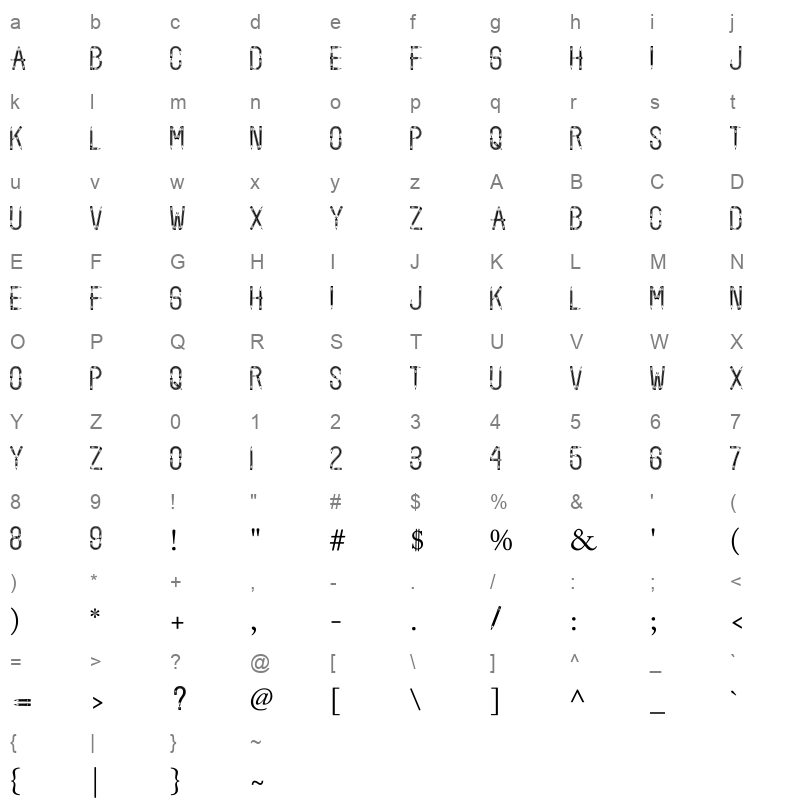 AA Sameer Pencil Unicode Regular Character Map