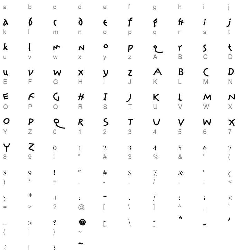 AA Sameer Qamri Regular Character Map