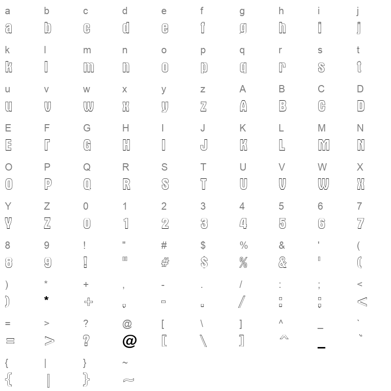 aalterna outline Character Map