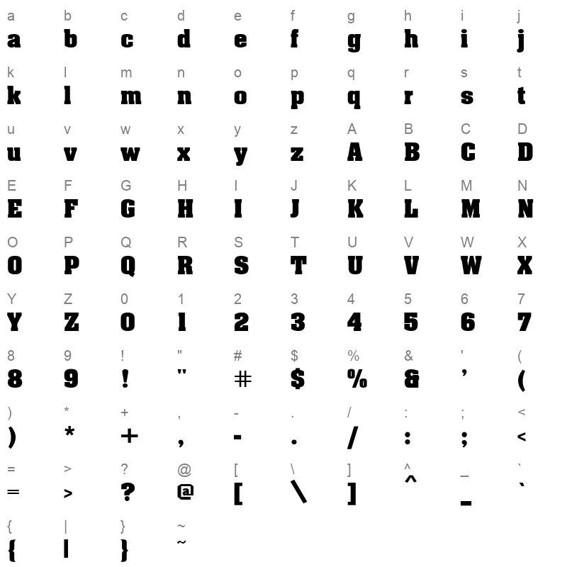 aaron bold Character Map
