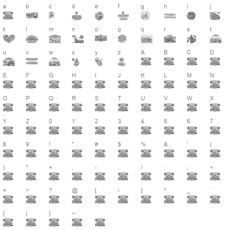 Aayat Quraan 035 Regular Character Map
