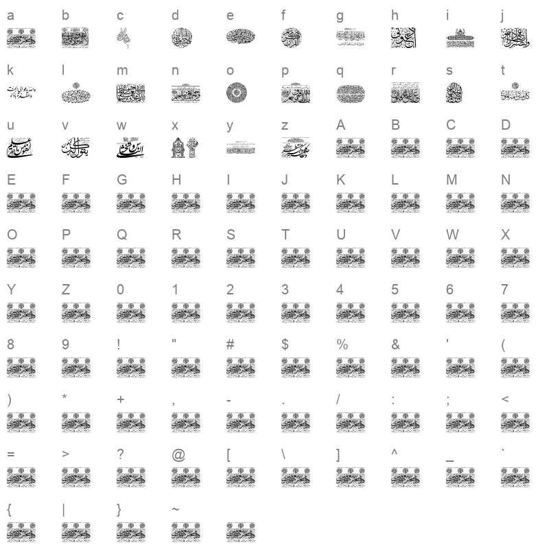 Aayat Quraan 040 Regular Character Map
