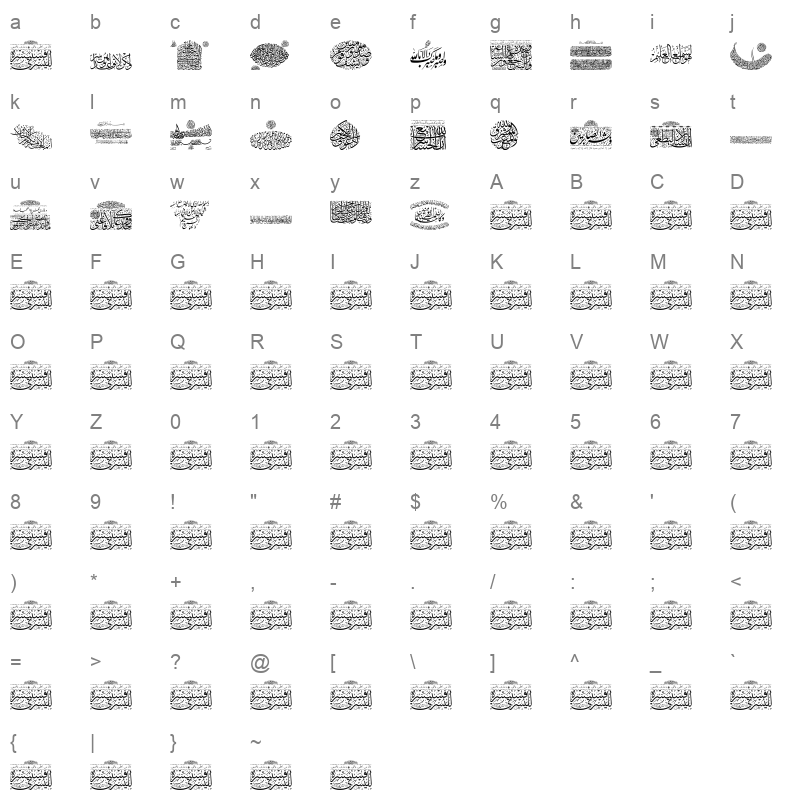 Aayat Quraan 045 Regular Character Map