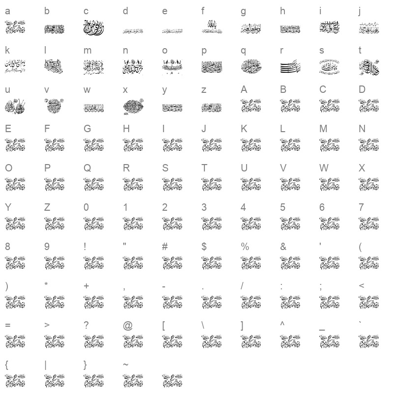 Aayat Quraan 15 Regular Character Map