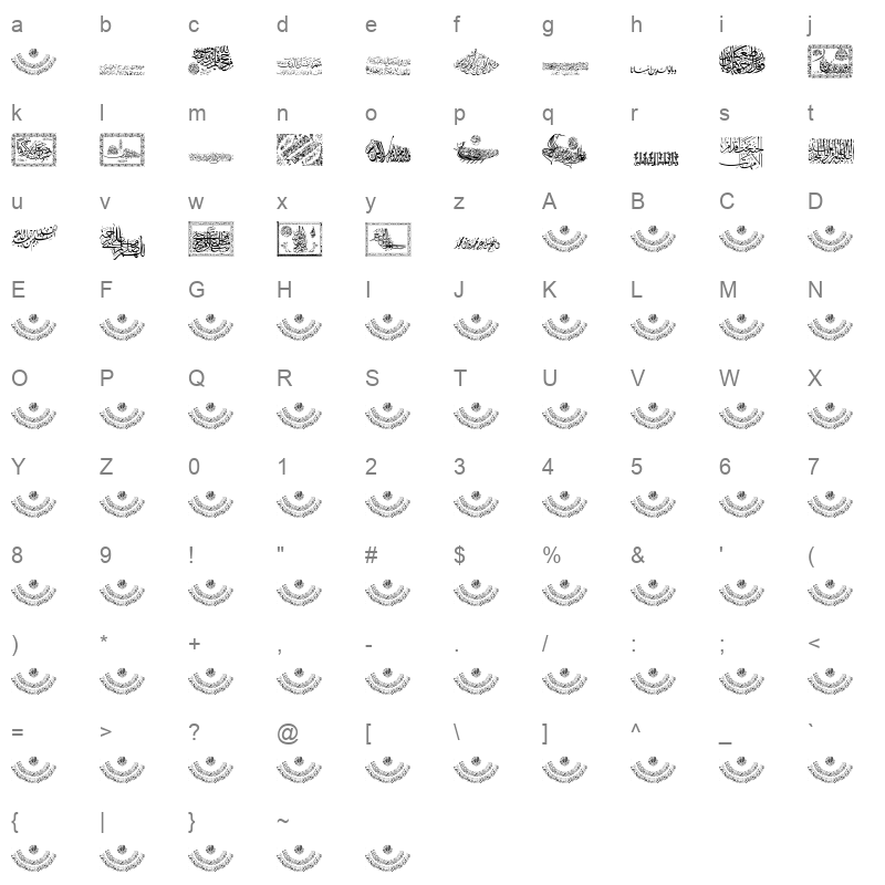 Aayat Quraan 17 Regular Character Map