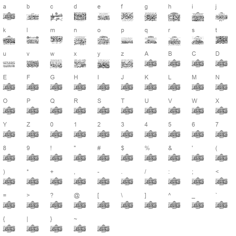 Aayat Quraan 25 Regular Character Map
