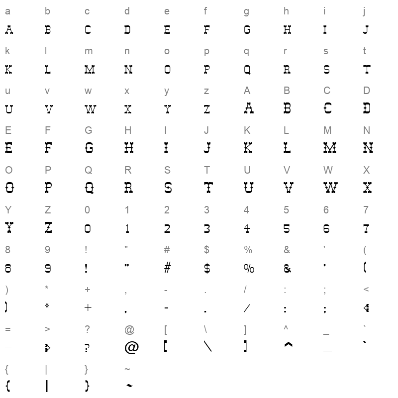 abilene regular Character Map
