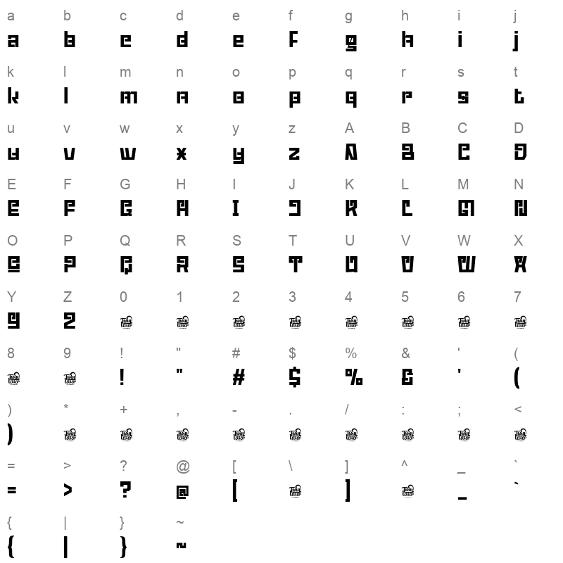 ABODINtrial Regular Character Map