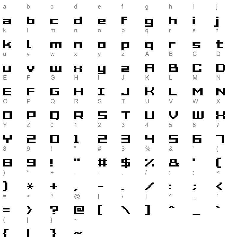 Acme 7 Wide Bold Xtnd Character Map