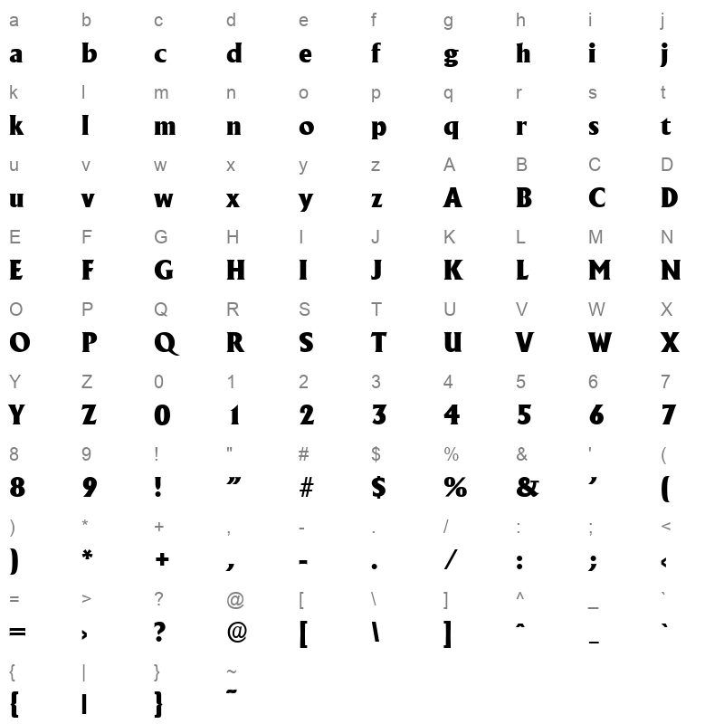 adelon serial heavy Character Map
