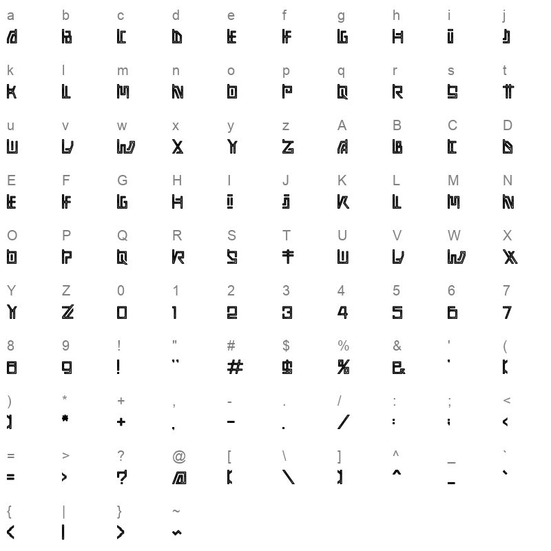 adine grunge Character Map