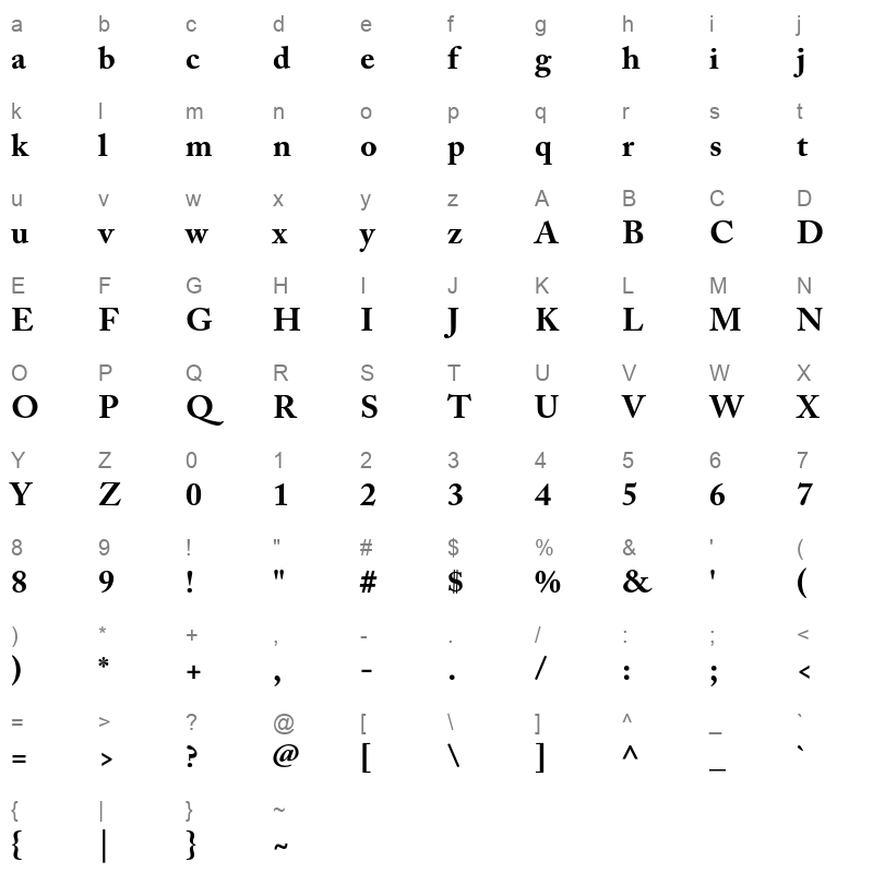 adobe caslon pro bold Character Map