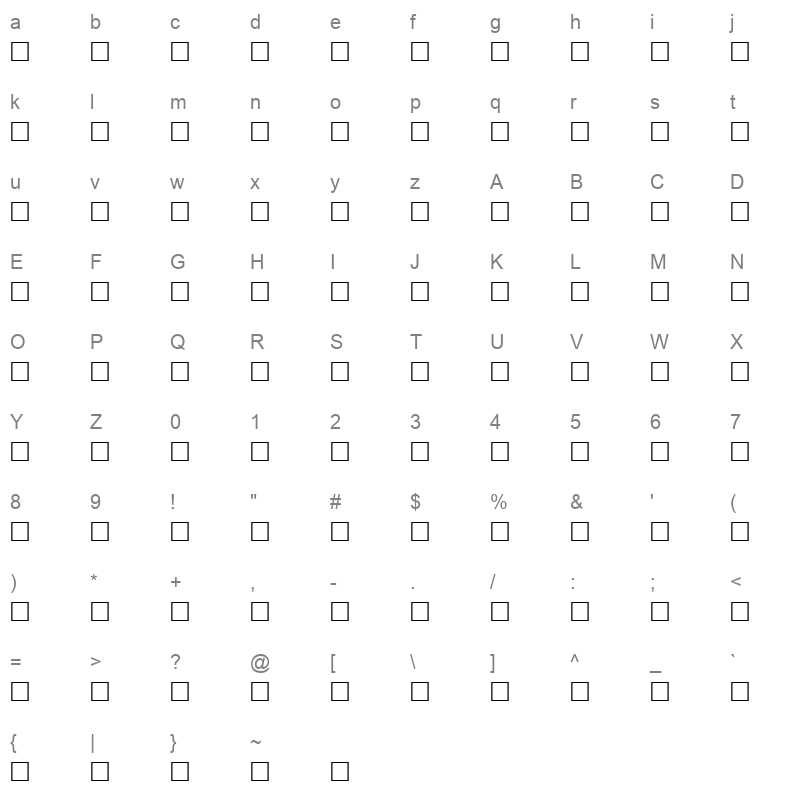 AF Aseer Normal Traditional Character Map