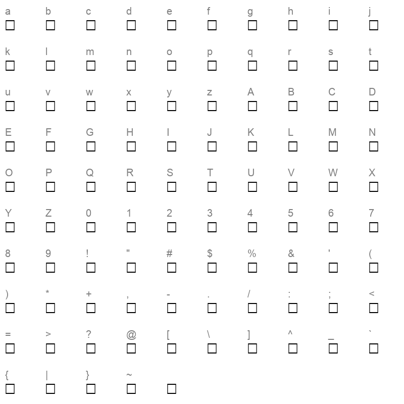 AF Quseem Normal Traditional Character Map
