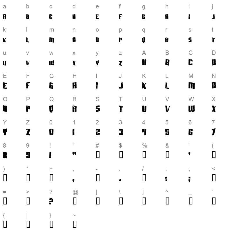aftershock debris condensed Character Map