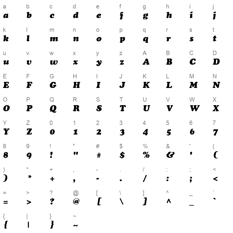 ag cooper italic Character Map