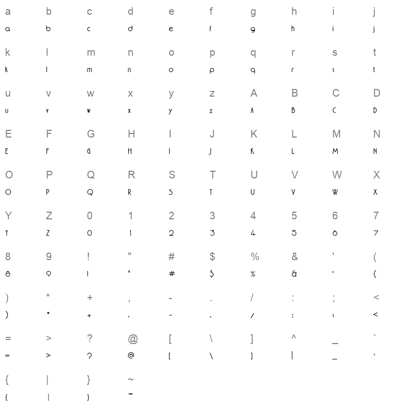 AGA Cordoba V2 Bold Character Map